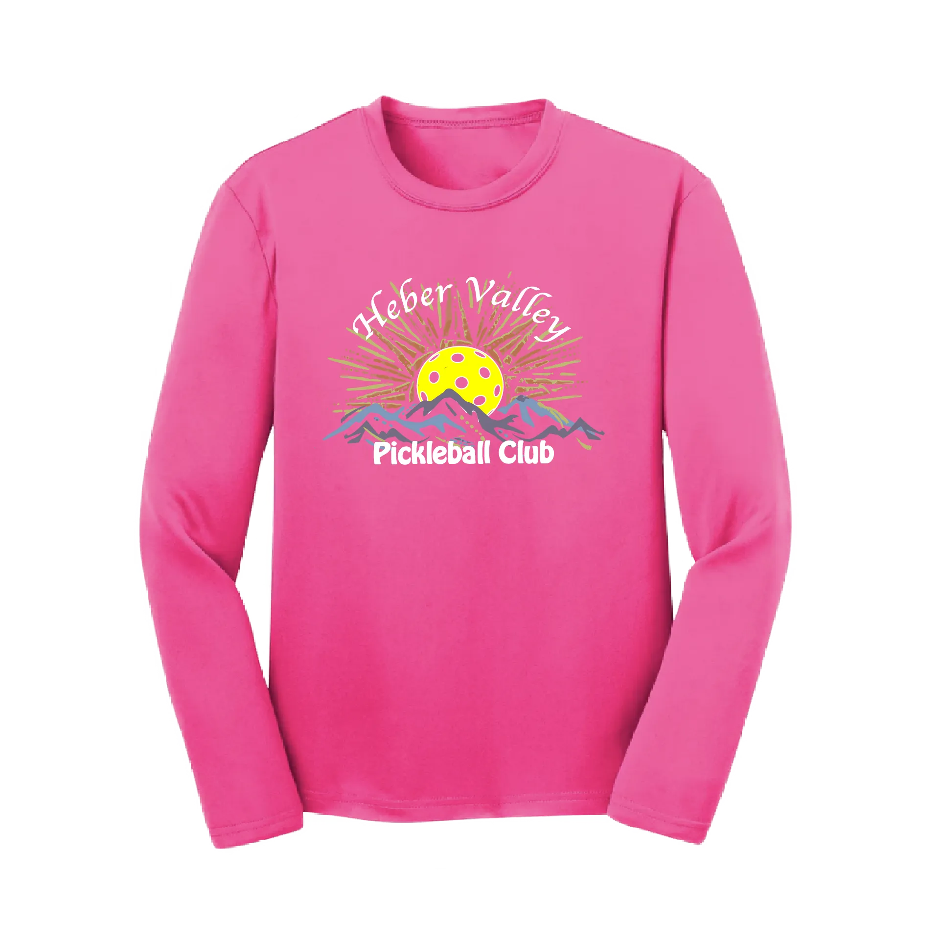 Heber Valley Pickleball Club (Large Design) | Youth Long Sleeve Athletic Shirt | 100% Polyester