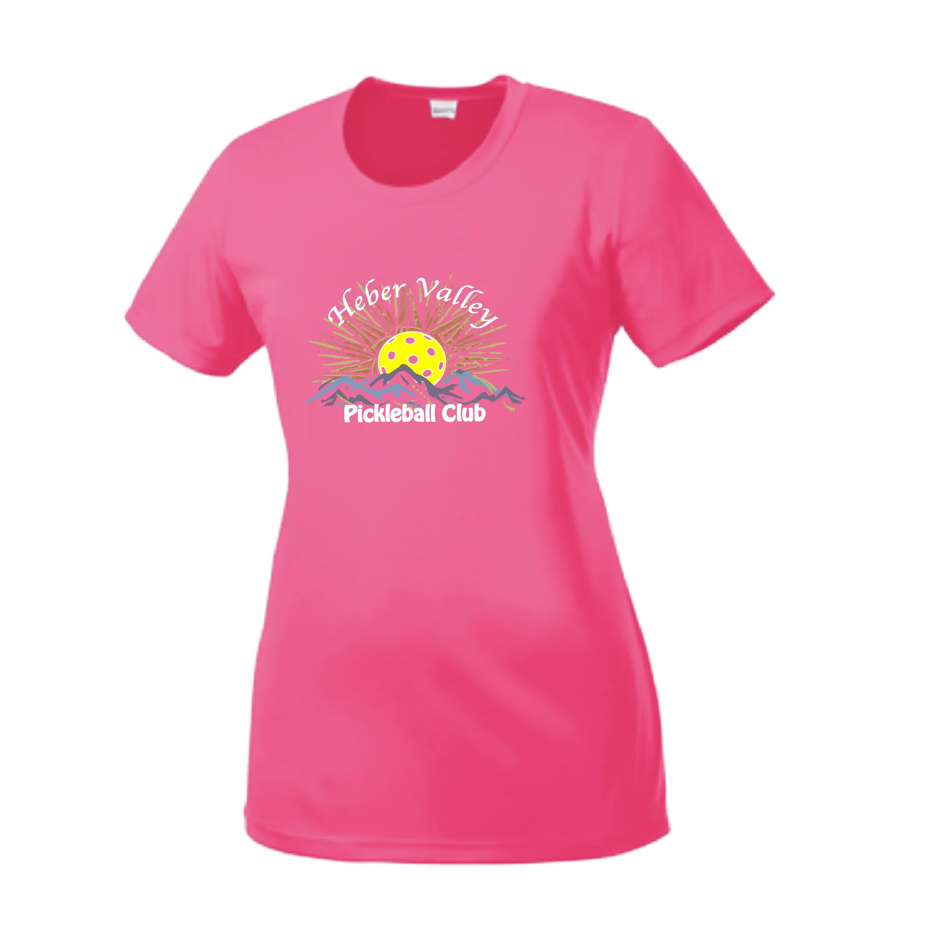 Heber Valley Pickleball Club (Large) | Women’s Short Sleeve Crewneck Athletic Shirts | 100% Polyester