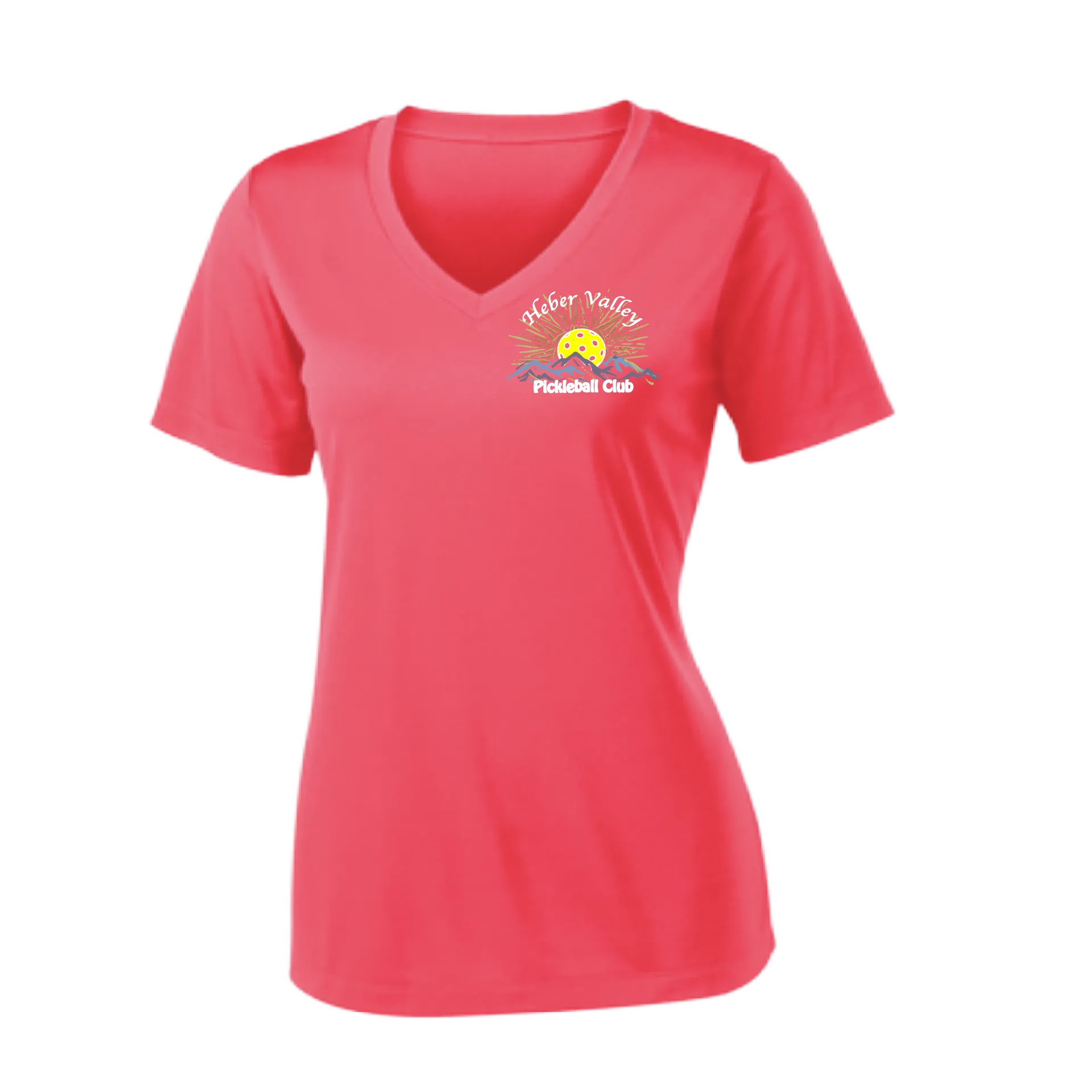 Heber Valley Pickleball Club (Small) | Women's Short Sleeve V-Neck Pickleball Shirts | 100% Polyester