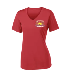 Heber Valley Pickleball Club (Small) | Women's Short Sleeve V-Neck Pickleball Shirts | 100% Polyester