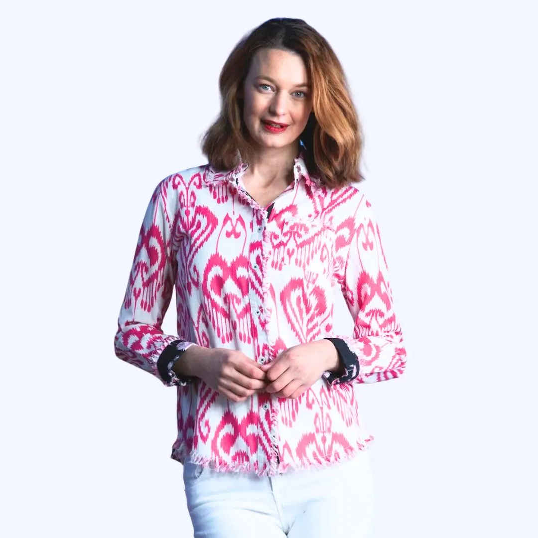 Hot Pink Ikat Print Shirt