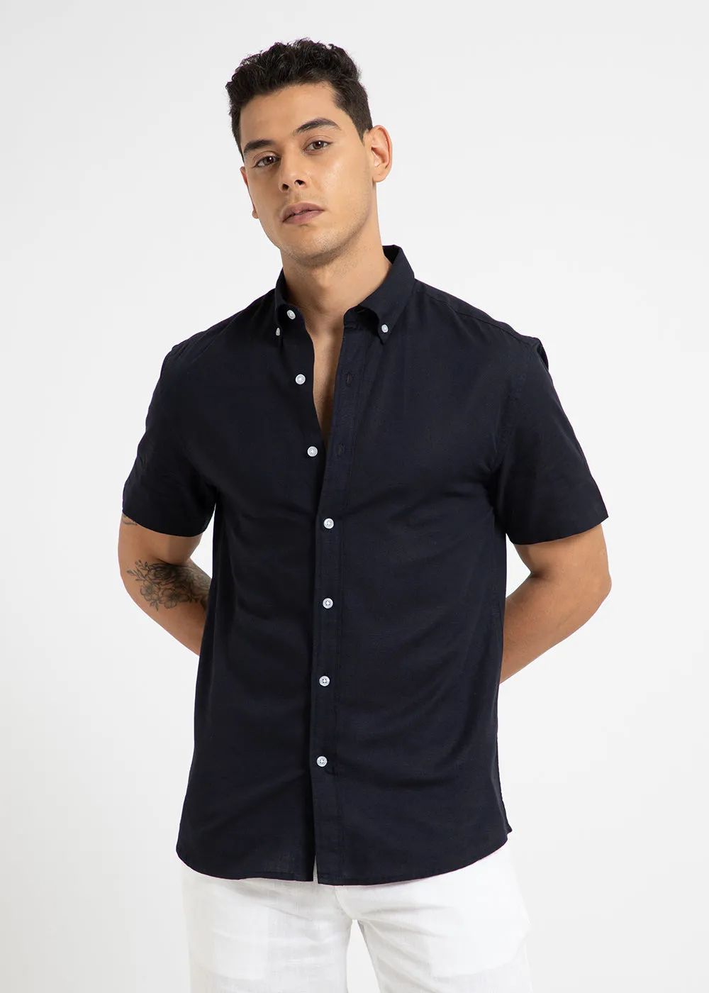 Ink Blue Cotton Linen Shirt