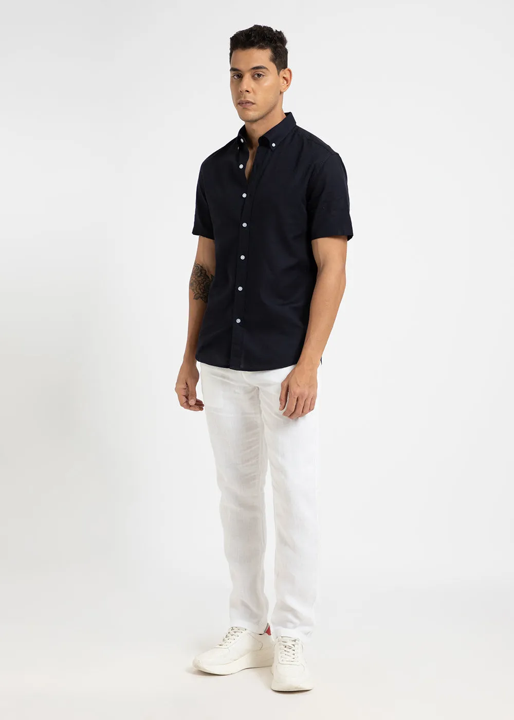 Ink Blue Cotton Linen Shirt