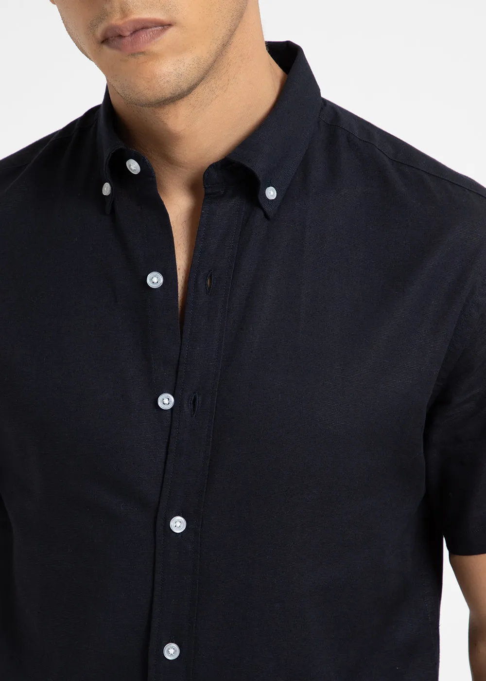 Ink Blue Cotton Linen Shirt