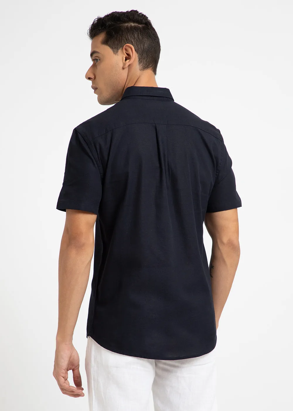 Ink Blue Cotton Linen Shirt