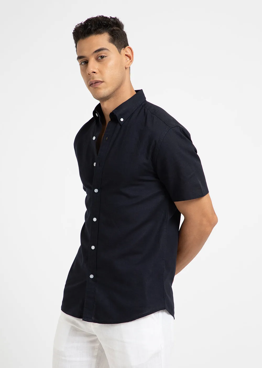 Ink Blue Cotton Linen Shirt