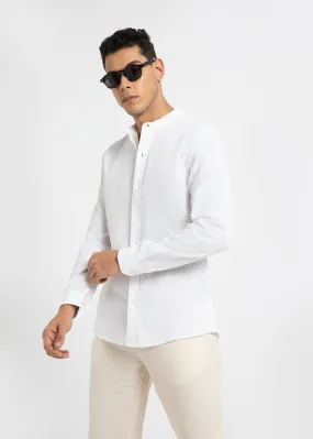 Ivory White Cotton Linen Shirt