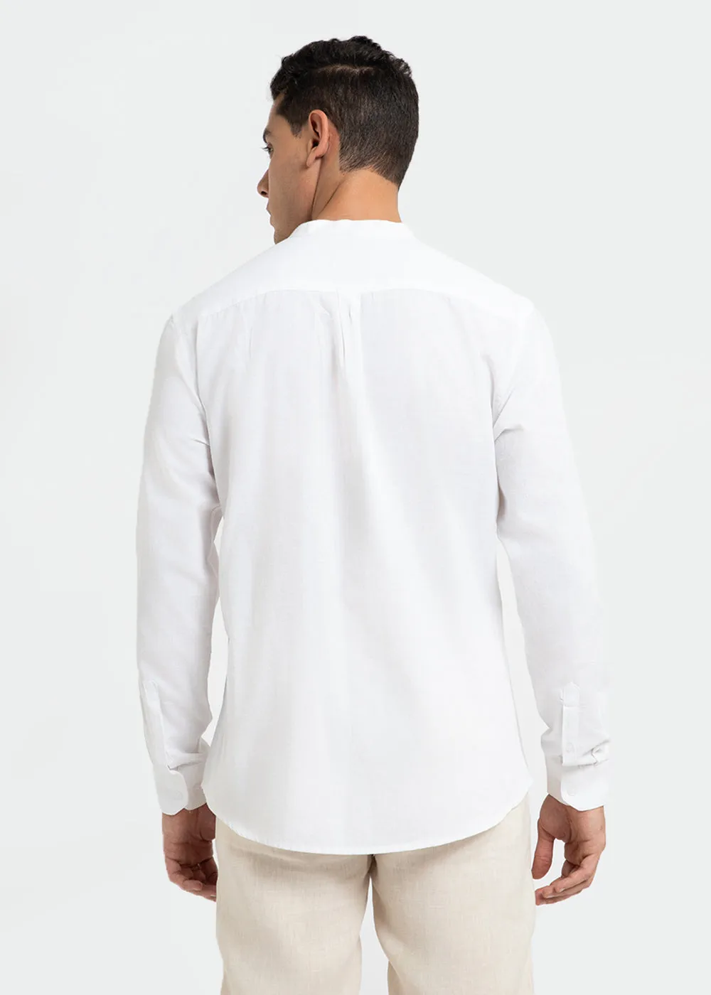 Ivory White Cotton Linen Shirt