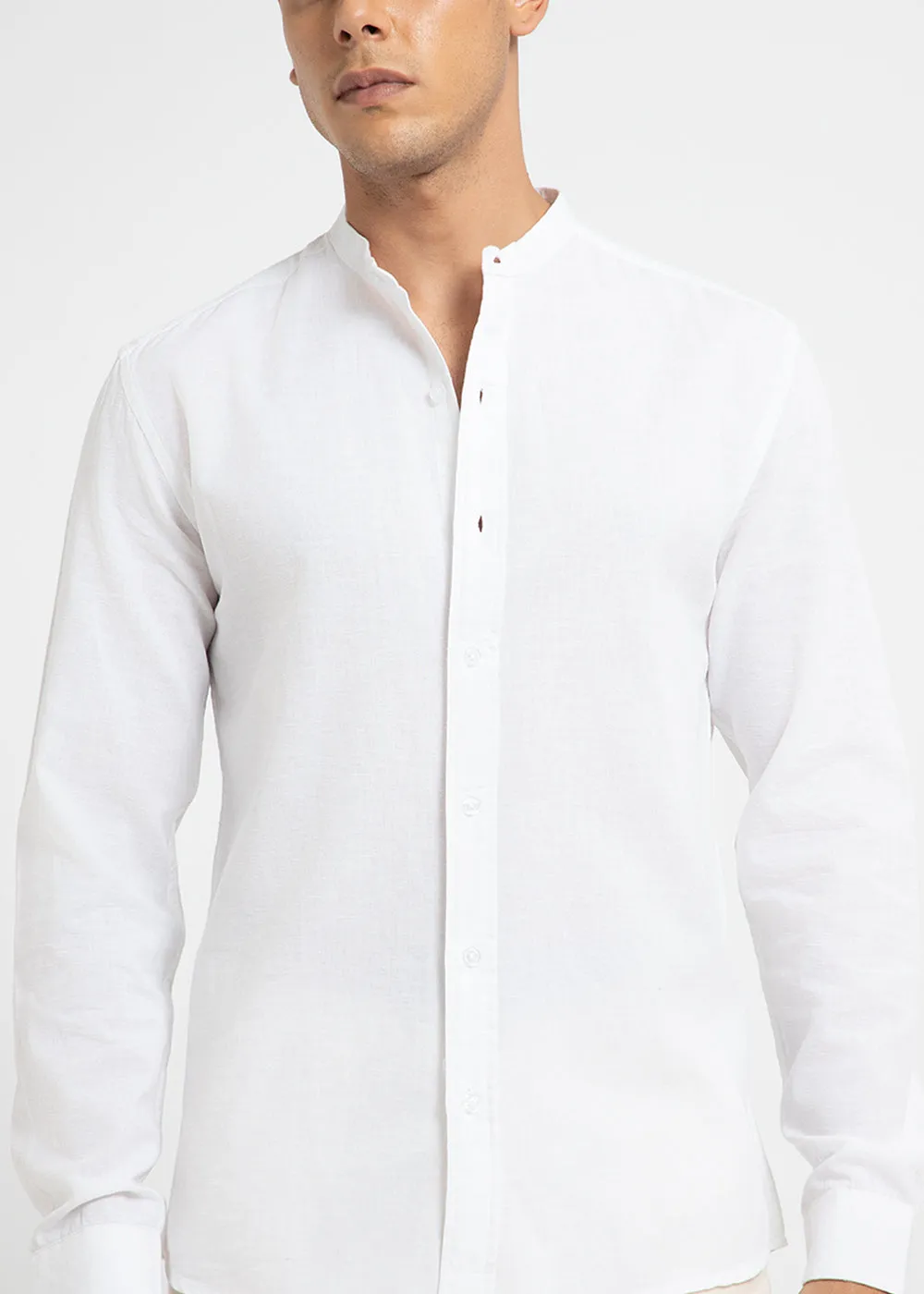 Ivory White Cotton Linen Shirt