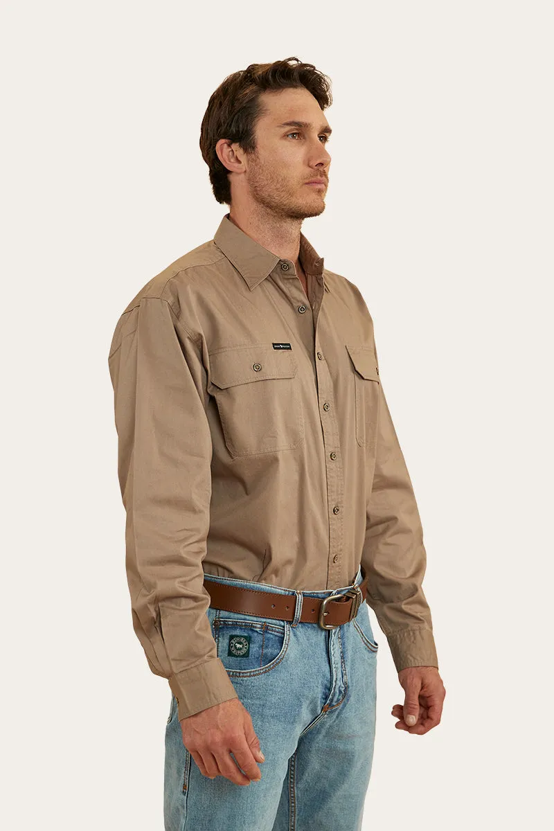 King River Mens Full Button Work Shirt - Mushroom