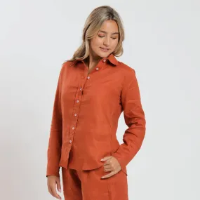 Ladies Linen - Long Sleeve Shirt | Rust