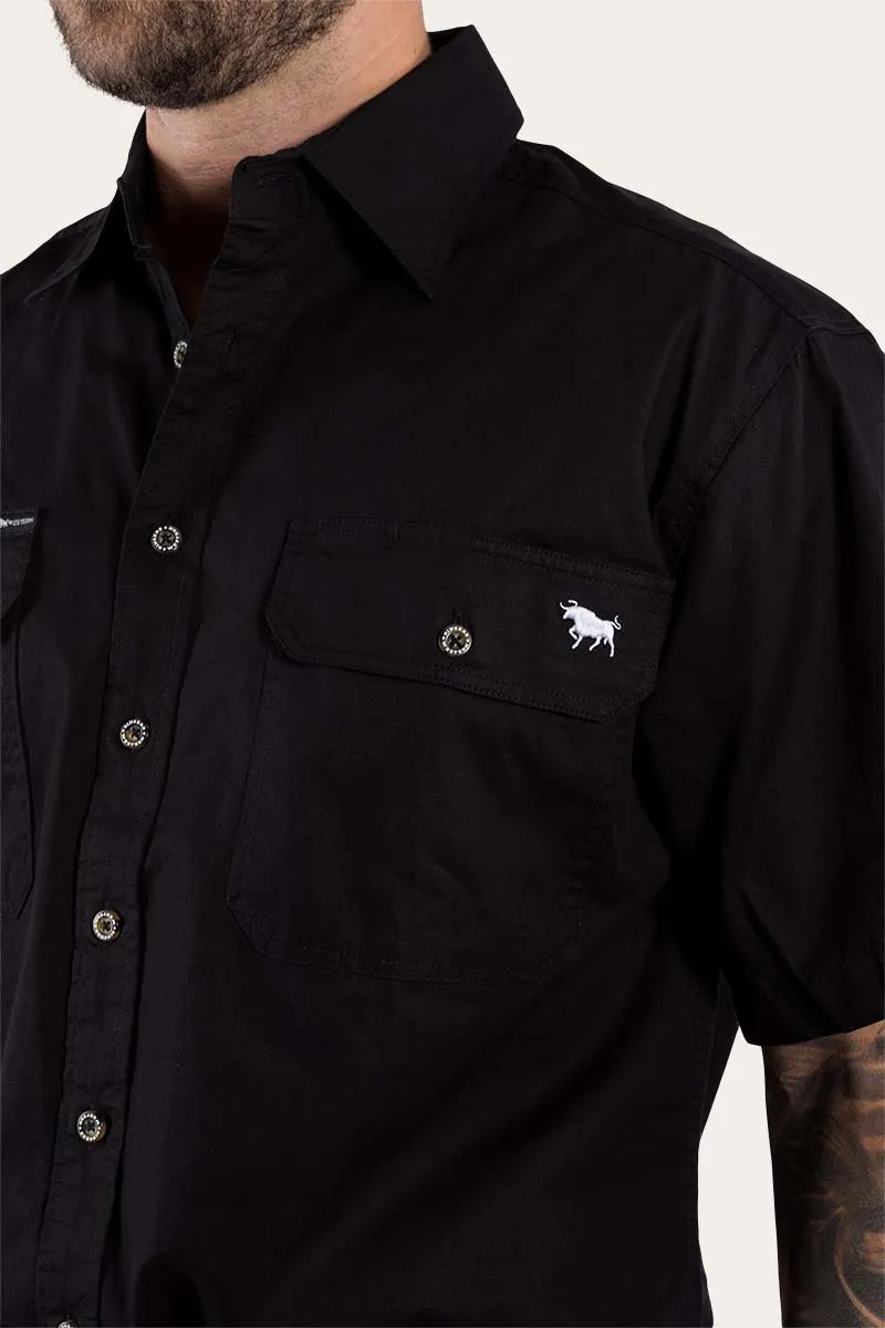 Lake Argyle Mens Short Sleeve Full Button Work Shirt - Black