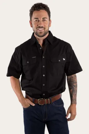 Lake Argyle Mens Short Sleeve Full Button Work Shirt - Black