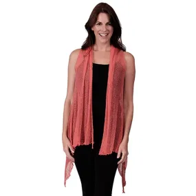 Le Moda Sleeveless Sheer Open Stitch Vest Cardigan