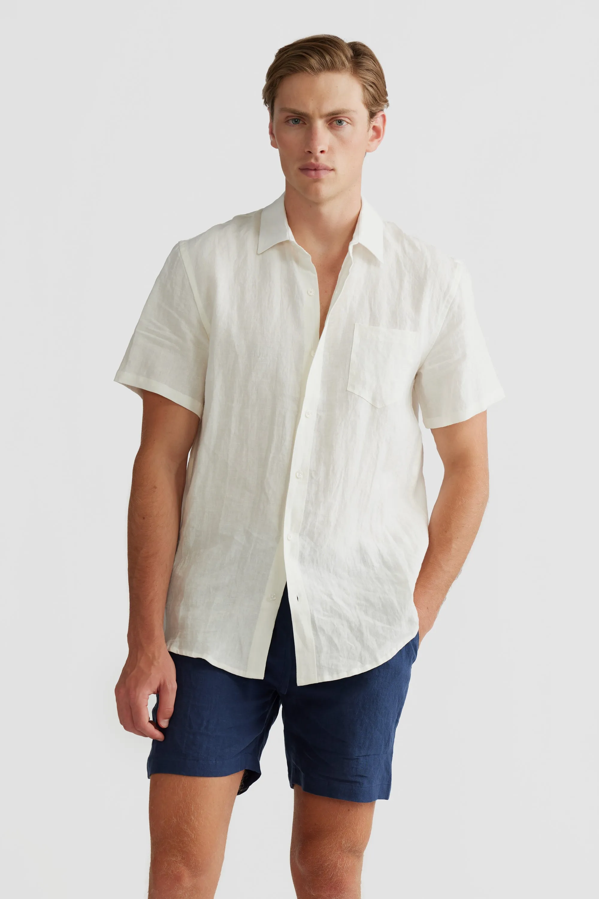 Linen Shirt Short Sleeve White