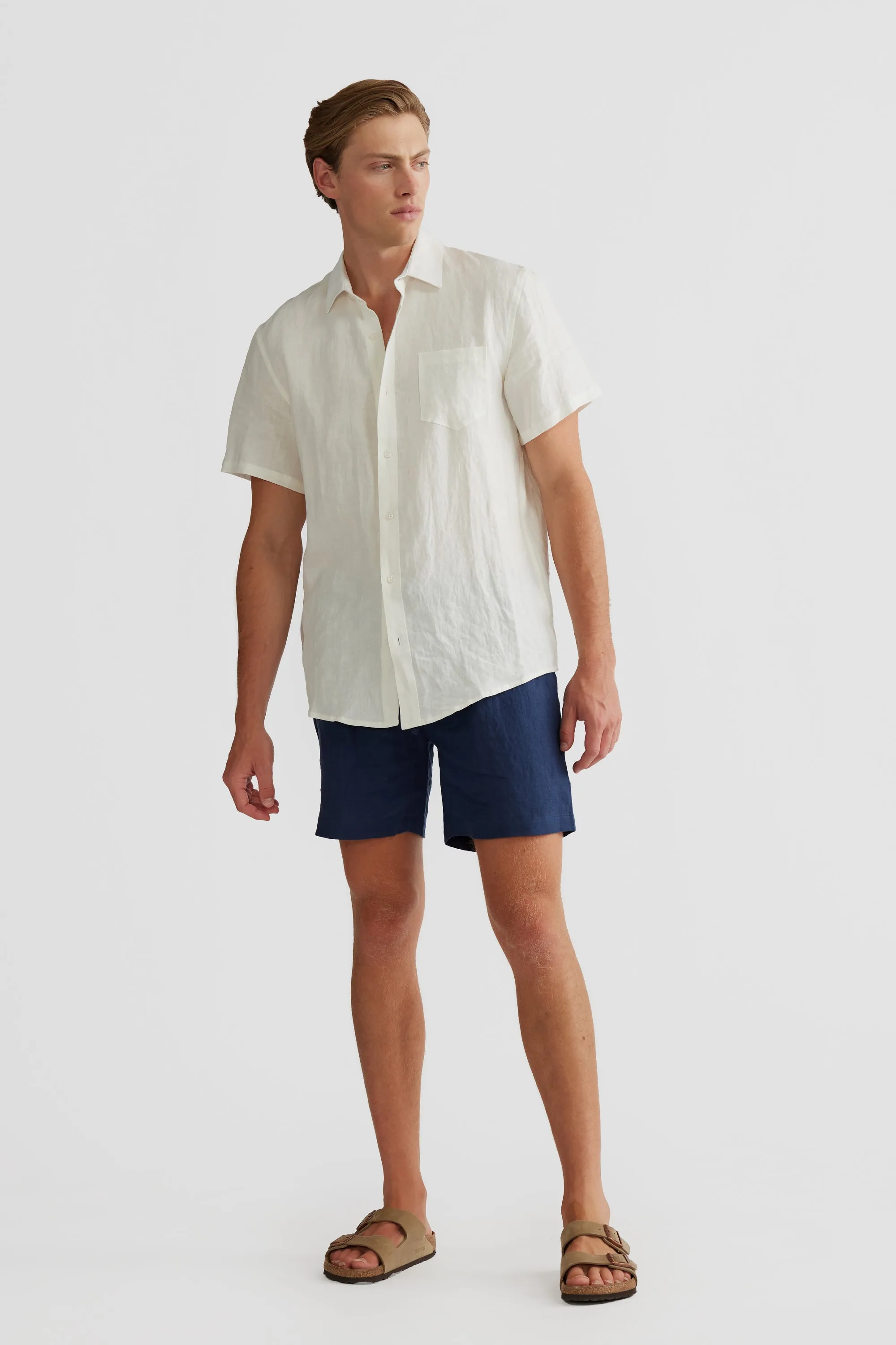 Linen Shirt Short Sleeve White