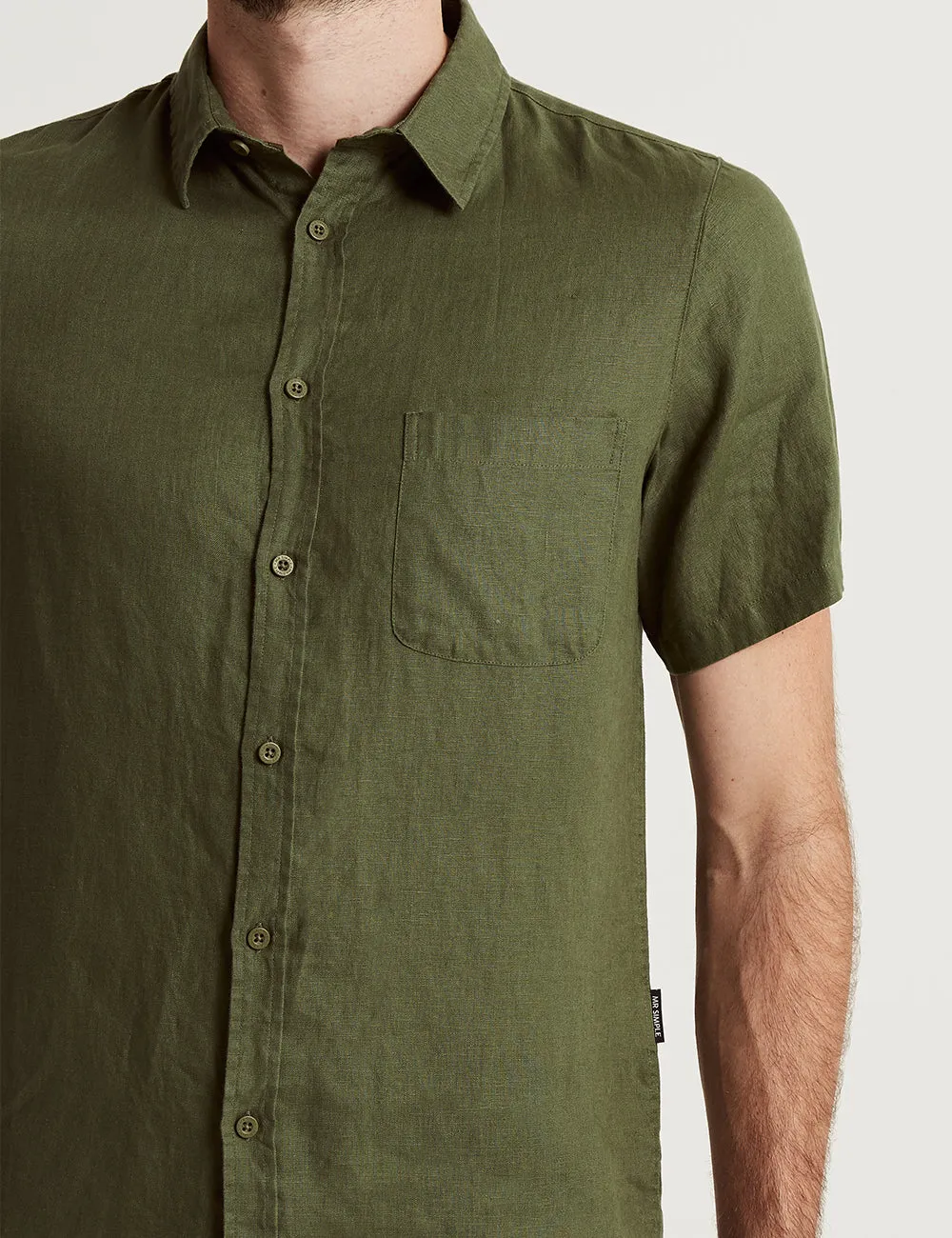 Linen Short Sleeve Shirt - Fatigue