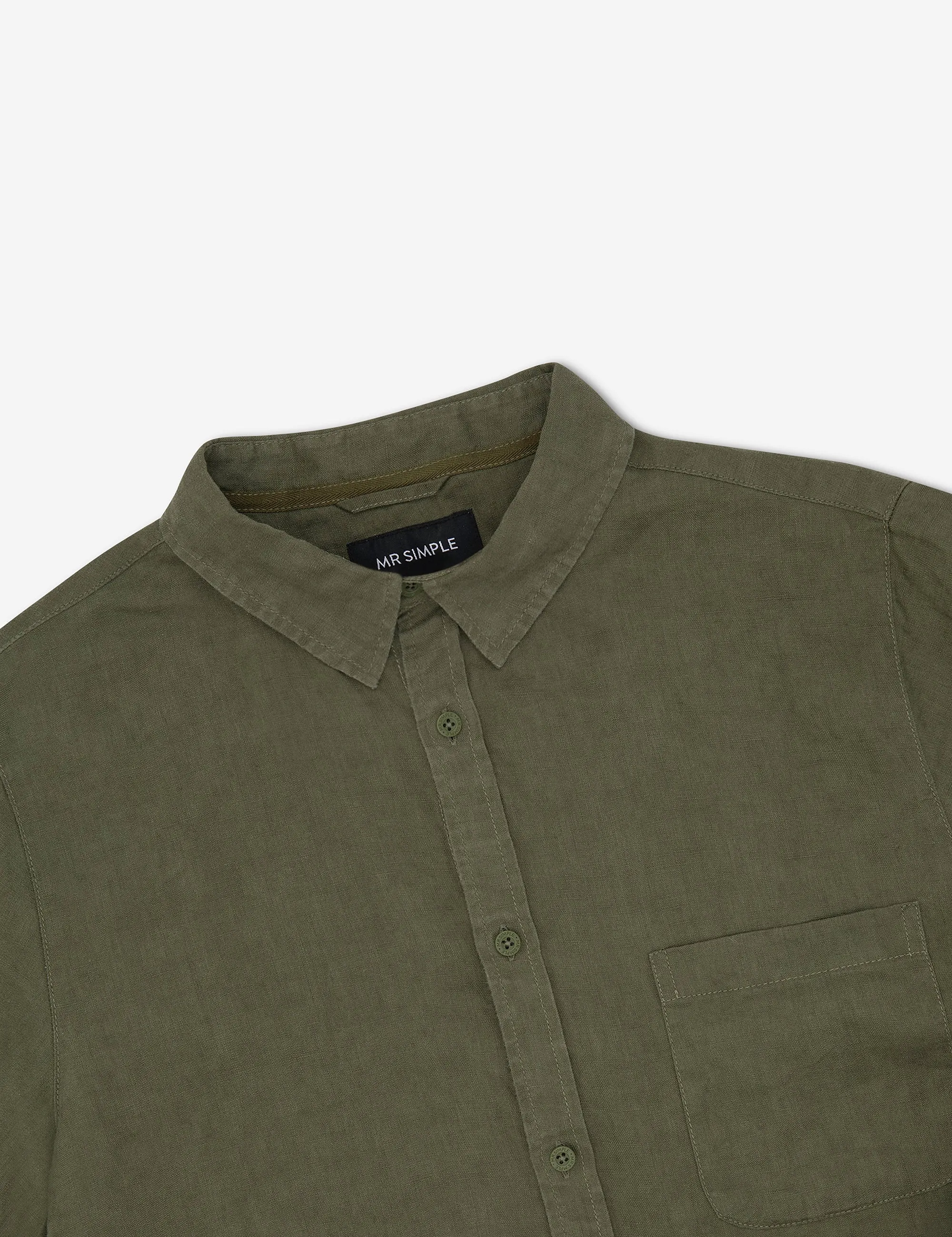 Linen Short Sleeve Shirt - Fatigue