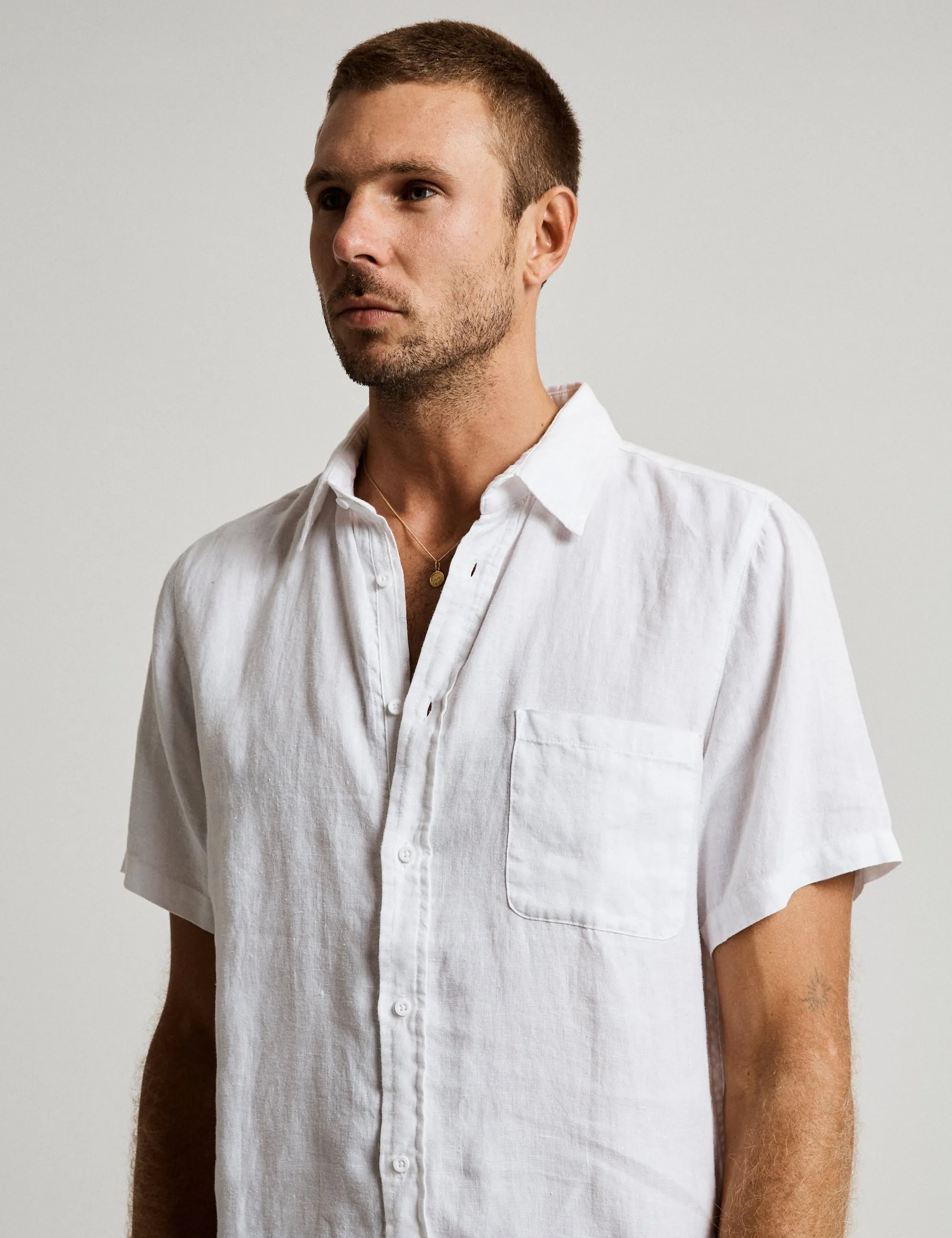 Linen Short Sleeve Shirt - White