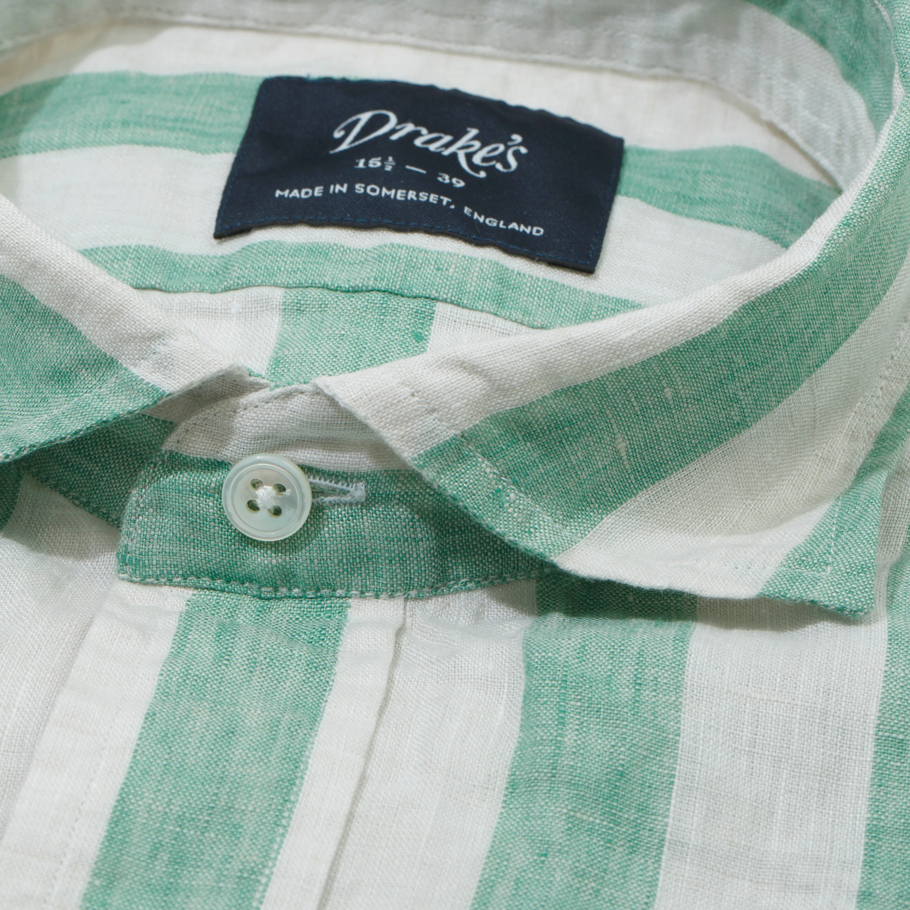 Linen Stripe Spread Collar Shirt