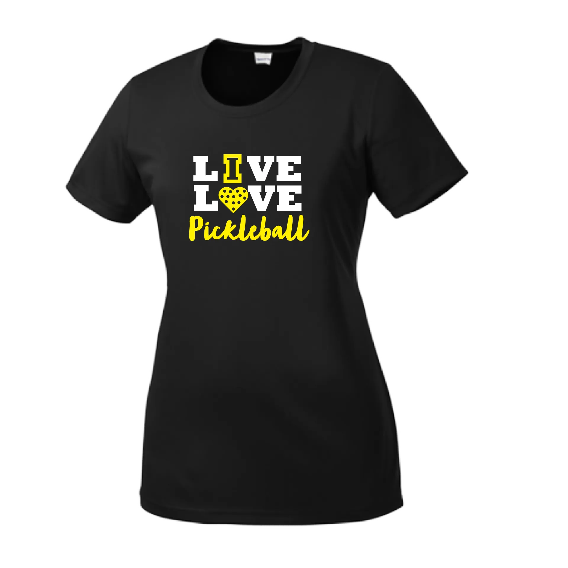 Live Love Pickleball | Women’s Short Sleeve Crewneck Athletic Shirts | 100% Polyester