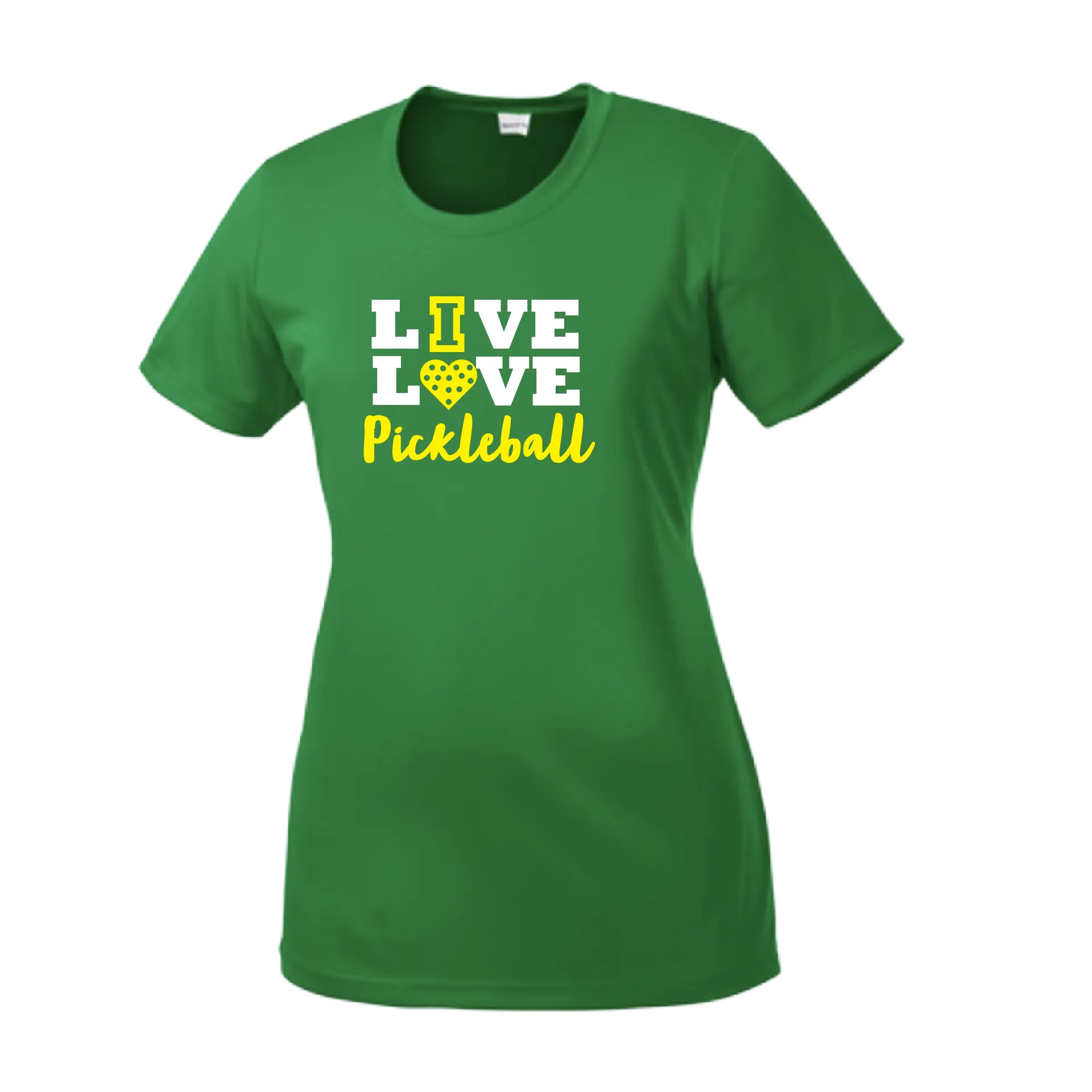 Live Love Pickleball | Women’s Short Sleeve Crewneck Athletic Shirts | 100% Polyester