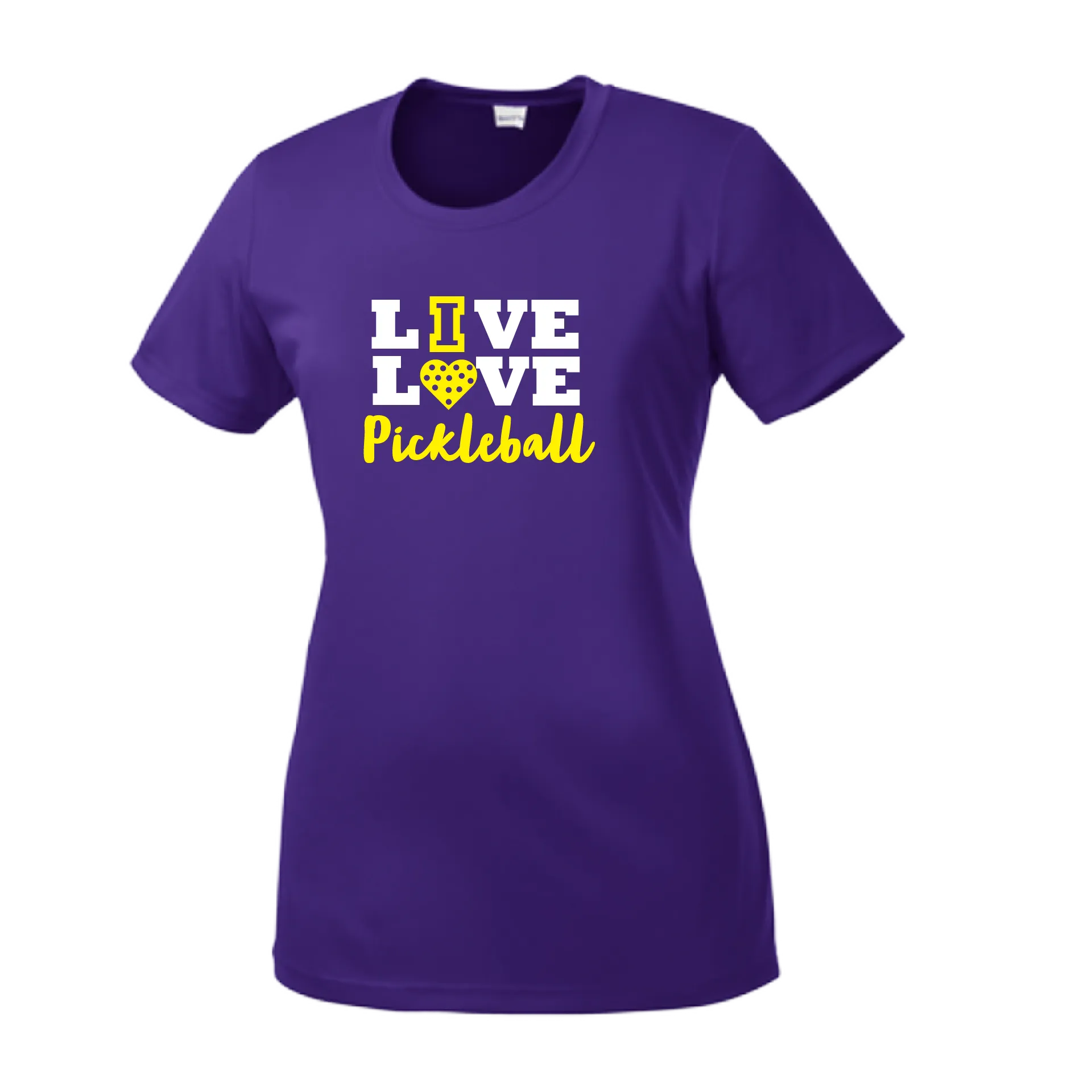 Live Love Pickleball | Women’s Short Sleeve Crewneck Athletic Shirts | 100% Polyester