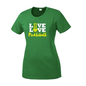 Live Love Pickleball | Women’s Short Sleeve Crewneck Athletic Shirts | 100% Polyester