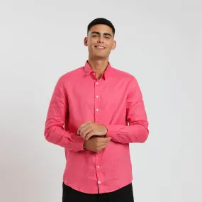 Long Sleeve Linen Shirt | Coral