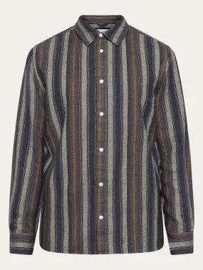 Loose fit striped flannel shirt - GOTS/Vegan - Yellow stripe