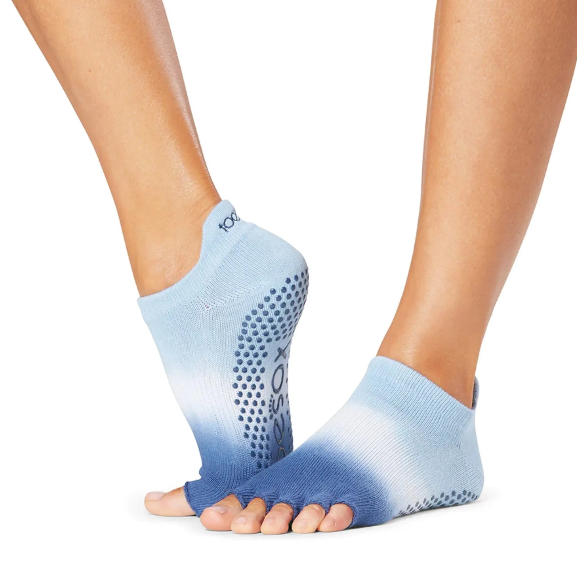 Low Rise Half Toe  Grip Socks - Deepwater Ombre Stripe (Barre / Pilates)