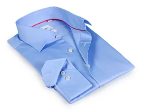 Lt Blue Long Sleeve Shirt with contract trimming // Dual cuffs// contemporary fit