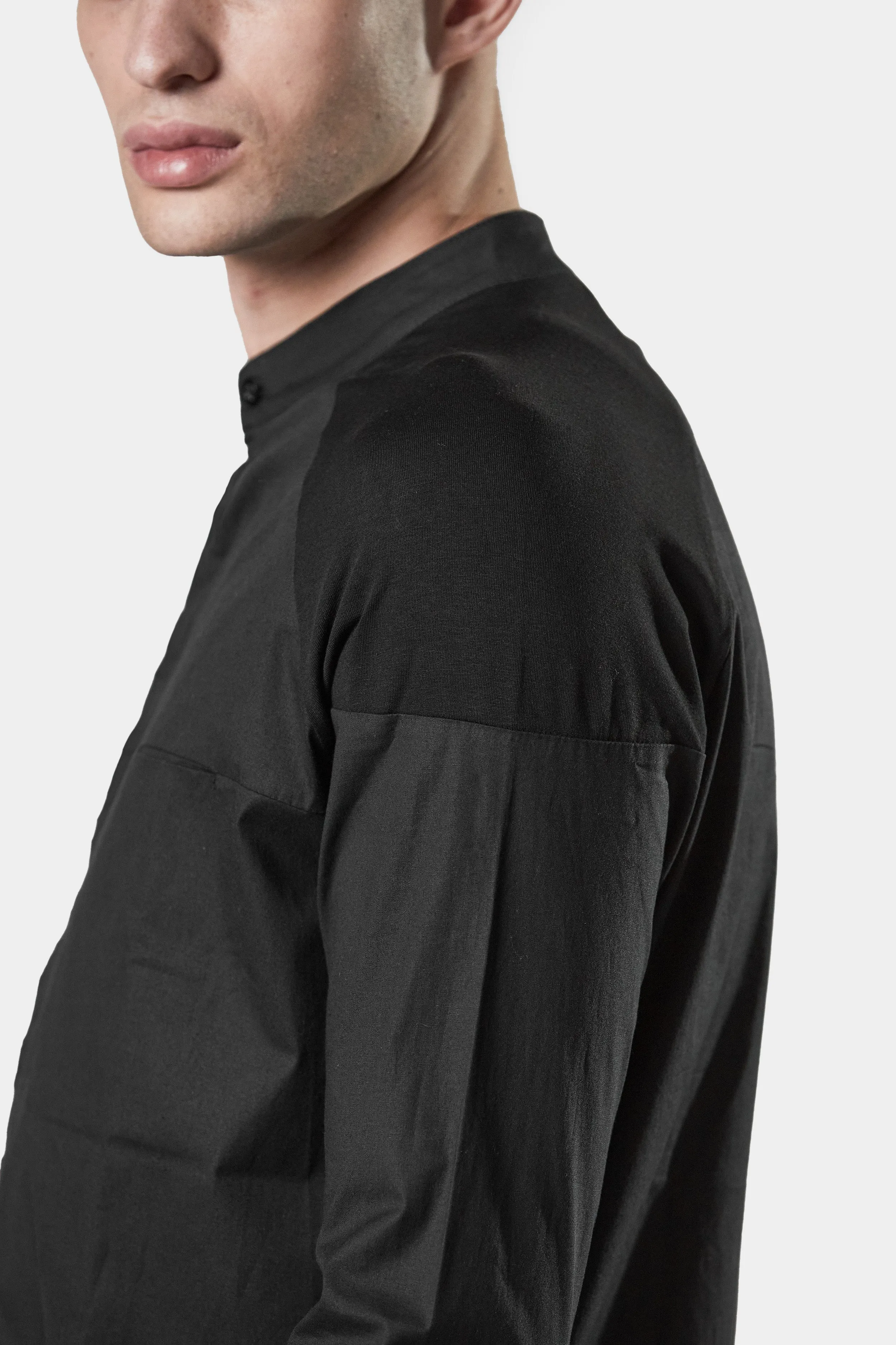 Mandarin collar contrast shirt