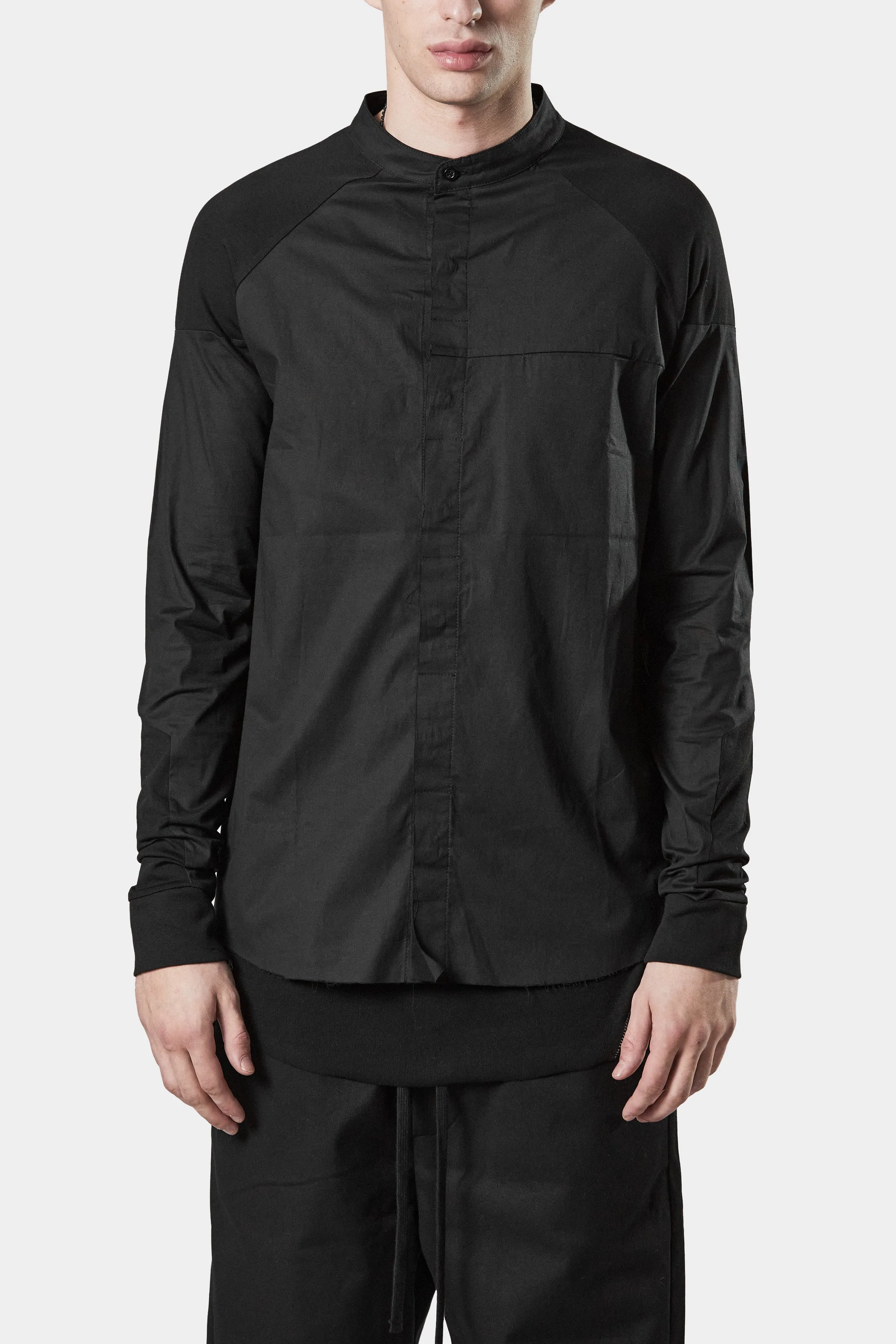 Mandarin collar contrast shirt