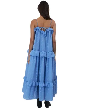 Maxi Strap Frill Dress Summer Blue