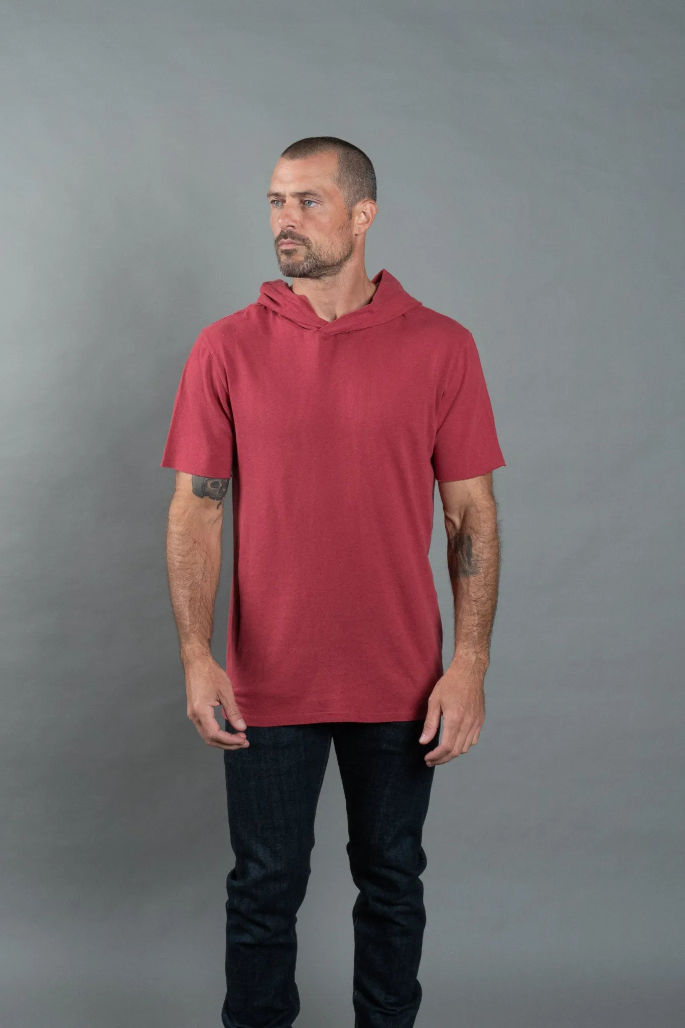 Men's Linen Blend Short Sleeve Hoodie