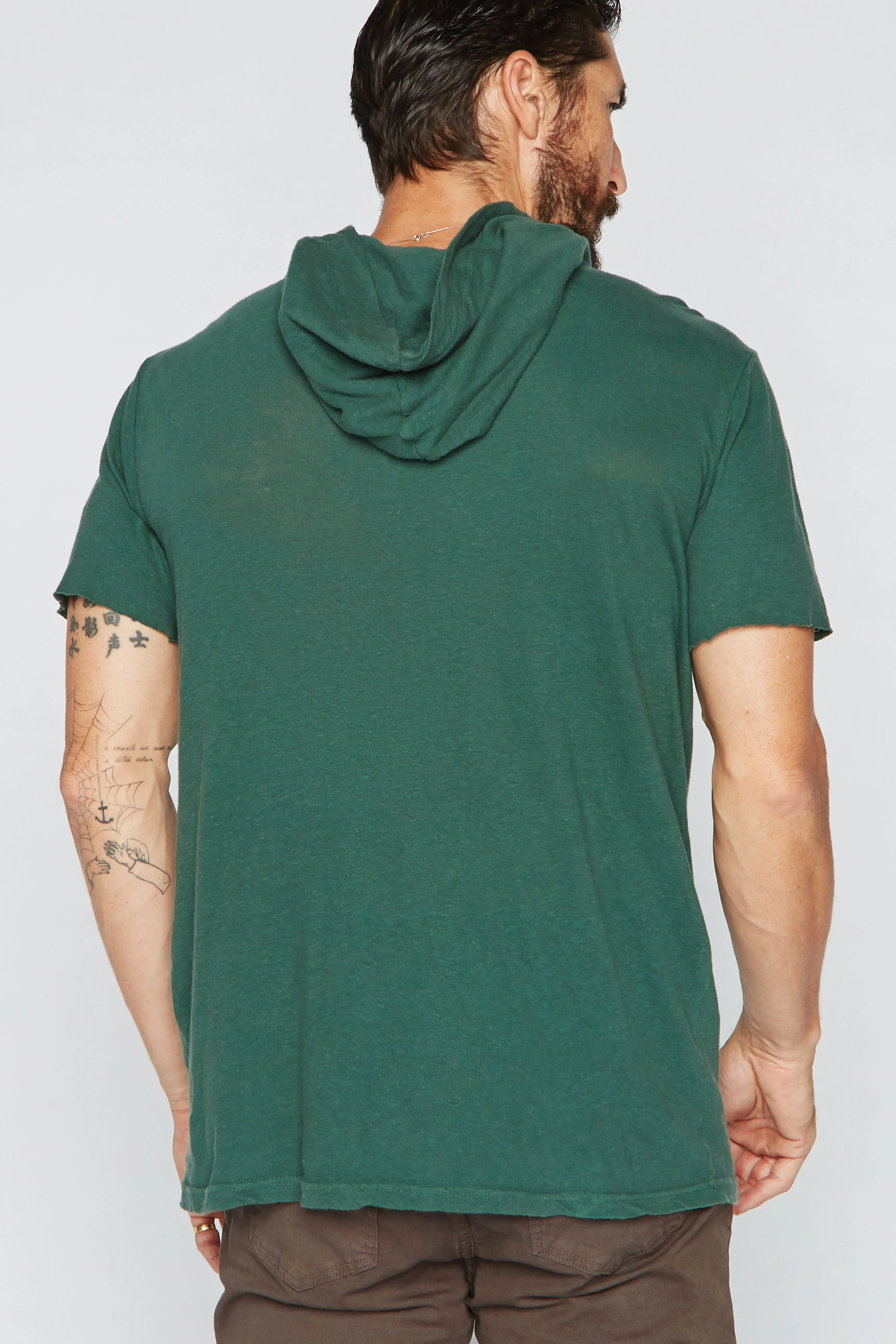 Men's Linen Blend Short Sleeve Hoodie