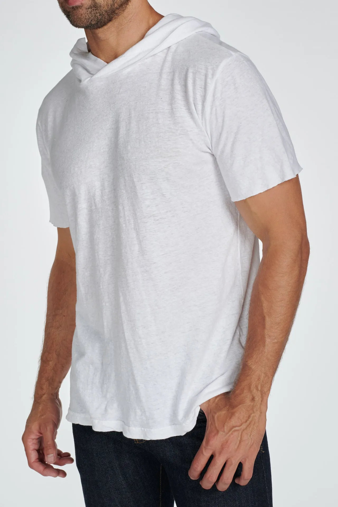 Men's Linen Blend Short Sleeve Hoodie