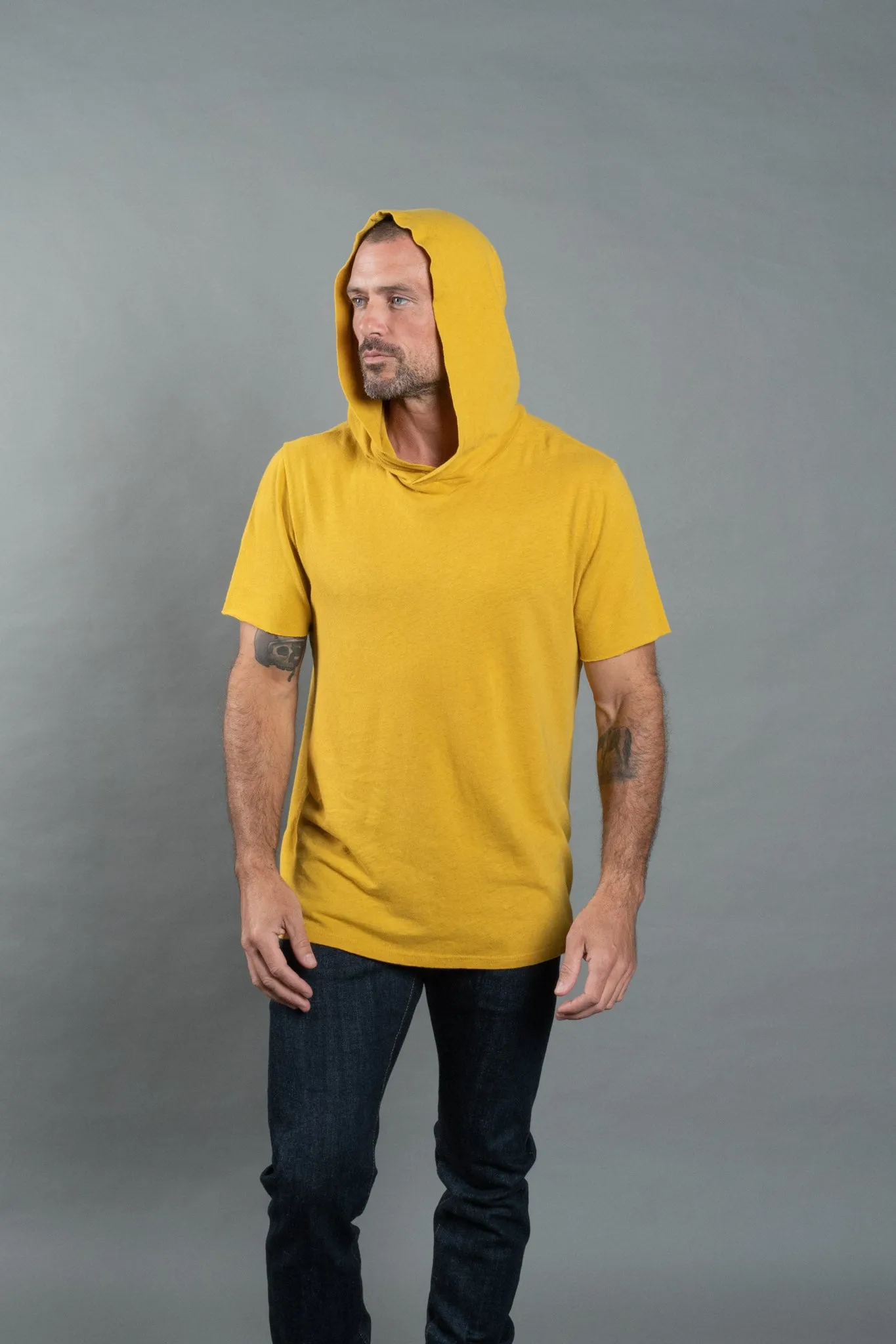 Men's Linen Blend Short Sleeve Hoodie