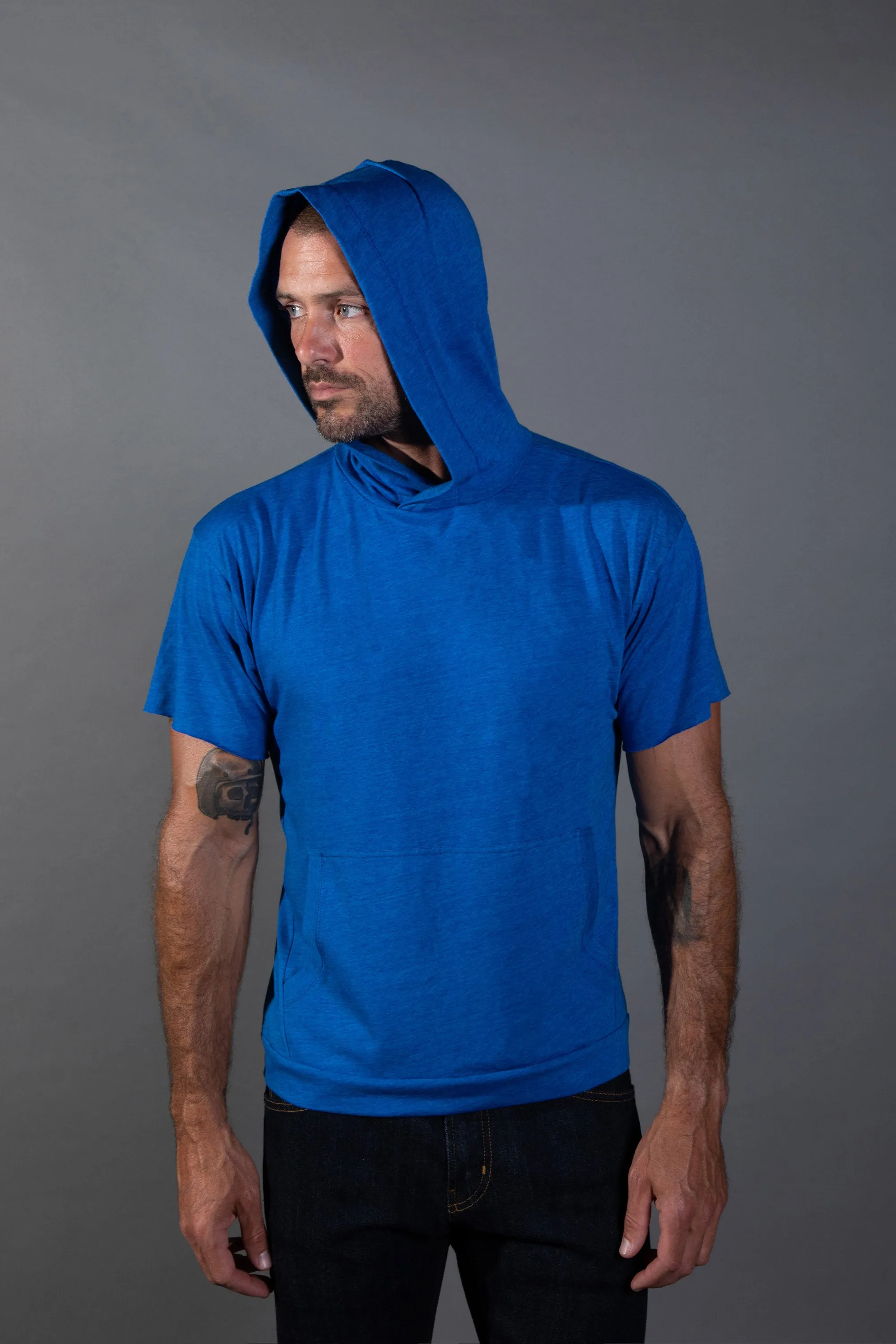 Men's Linen Blend Short Sleeve Hoodie