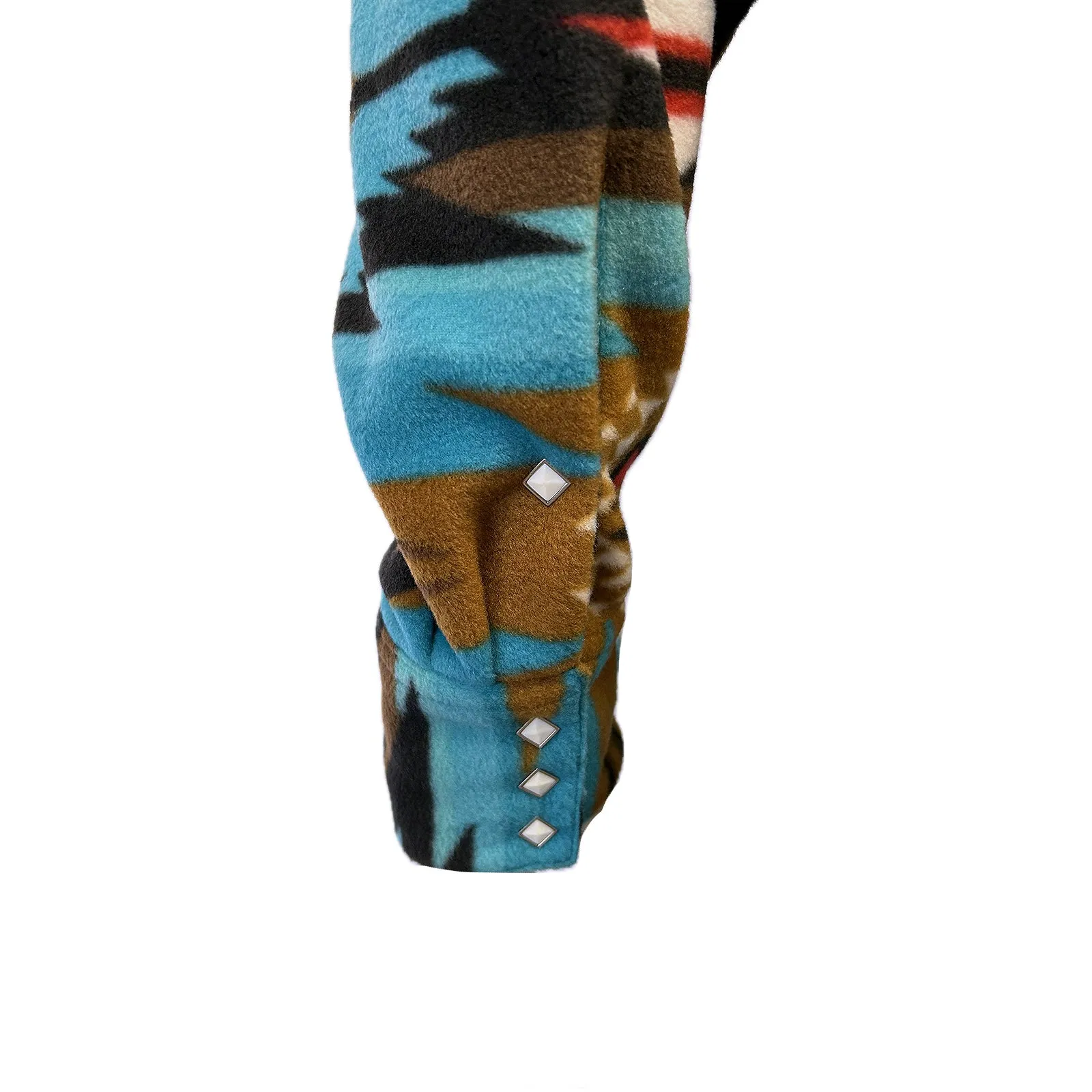 Men's Native Pattern Fleece Western Shirt in Turquoise & Brown