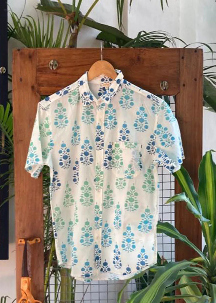 Mens Printed Shirt Booti Blue