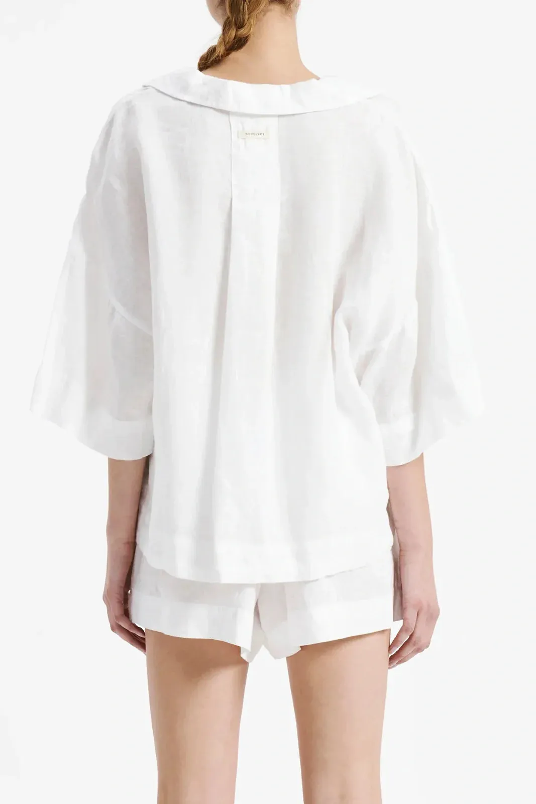 Nude lucy linen lounge shirt - white