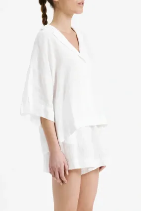 Nude lucy linen lounge shirt - white