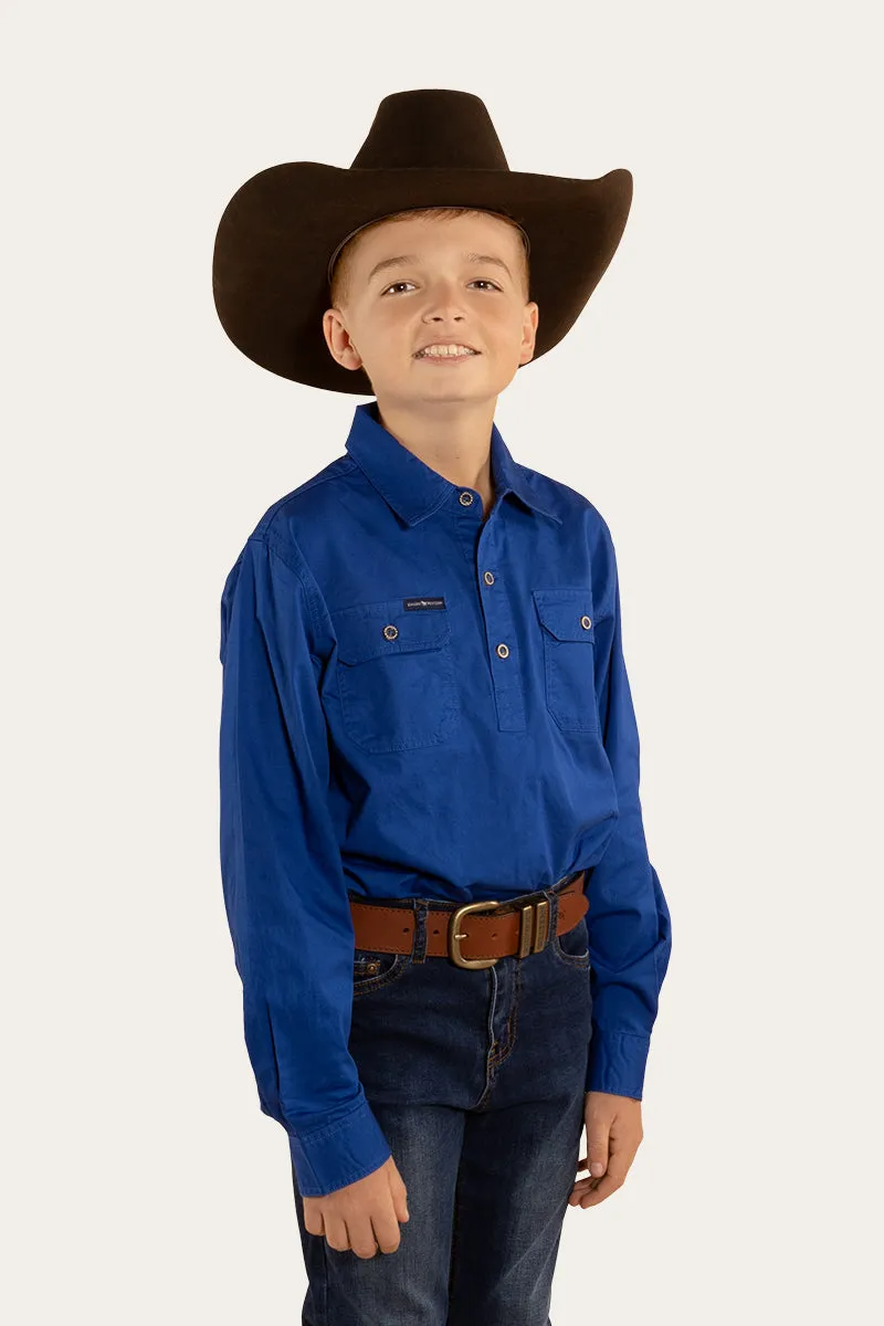 Ord River Kids Half Button Work Shirt - Royal Blue