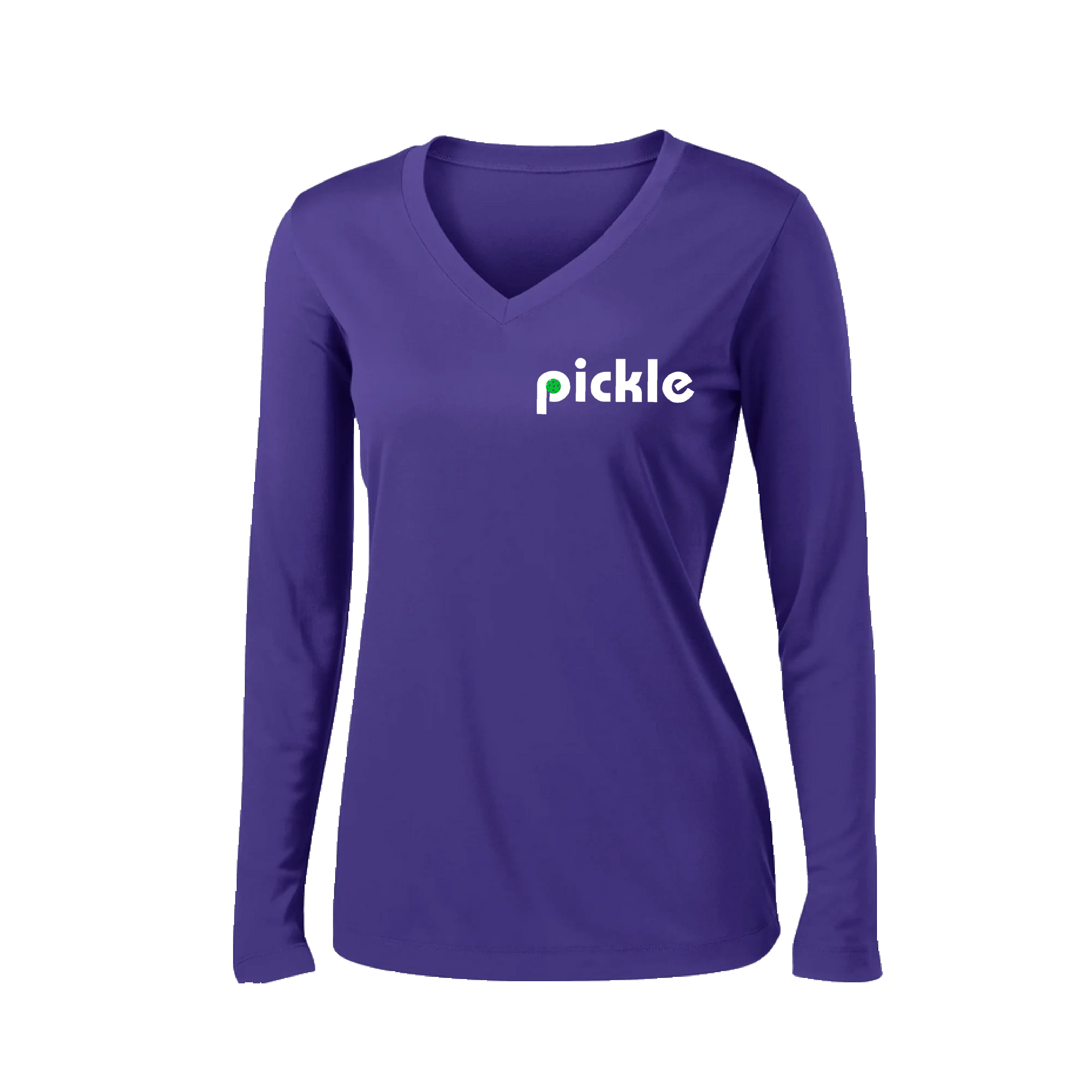 Pickle (Customizable) | Women's Long Sleeve V-Neck Pickleball Shirts | 100% Polyester