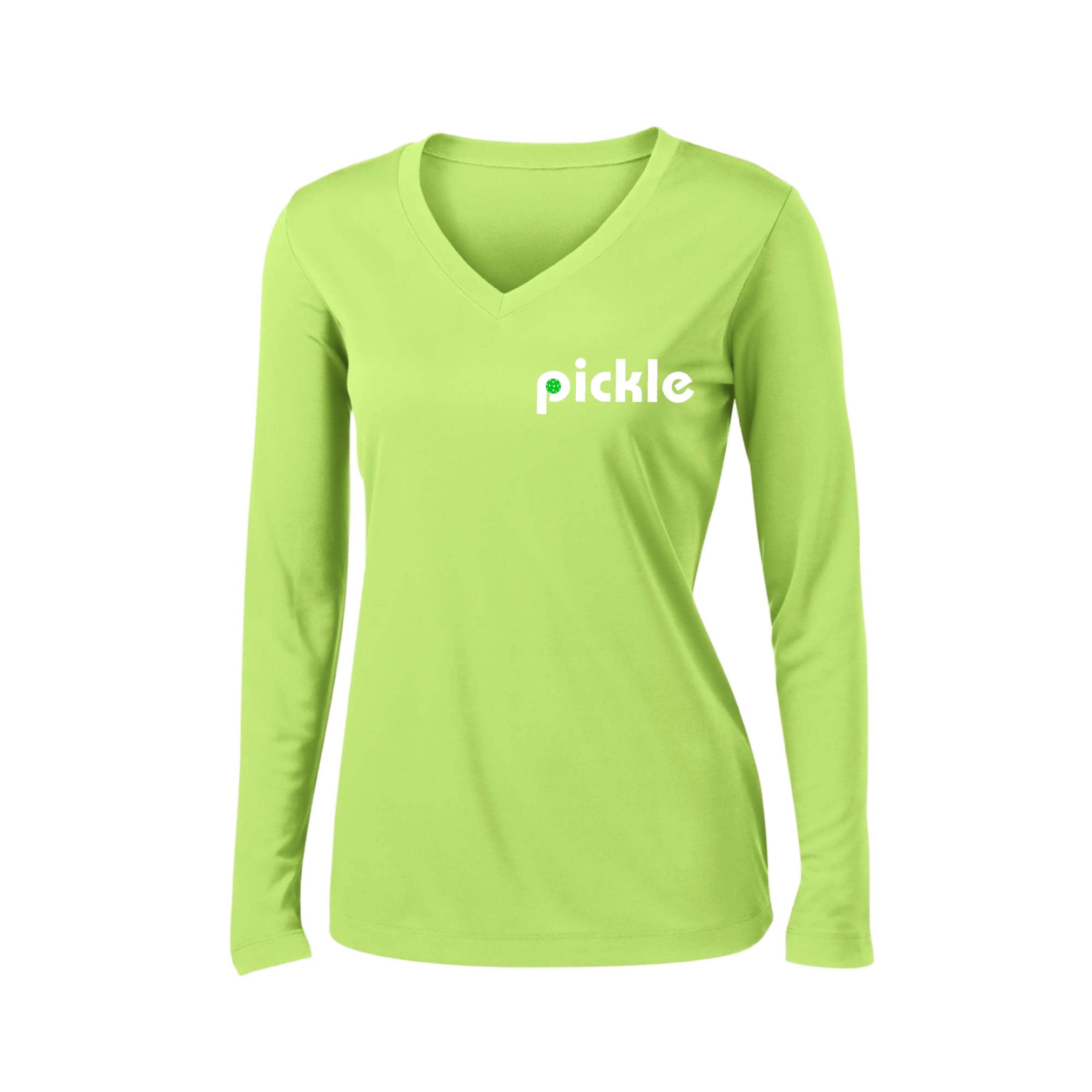 Pickle (Customizable) | Women's Long Sleeve V-Neck Pickleball Shirts | 100% Polyester