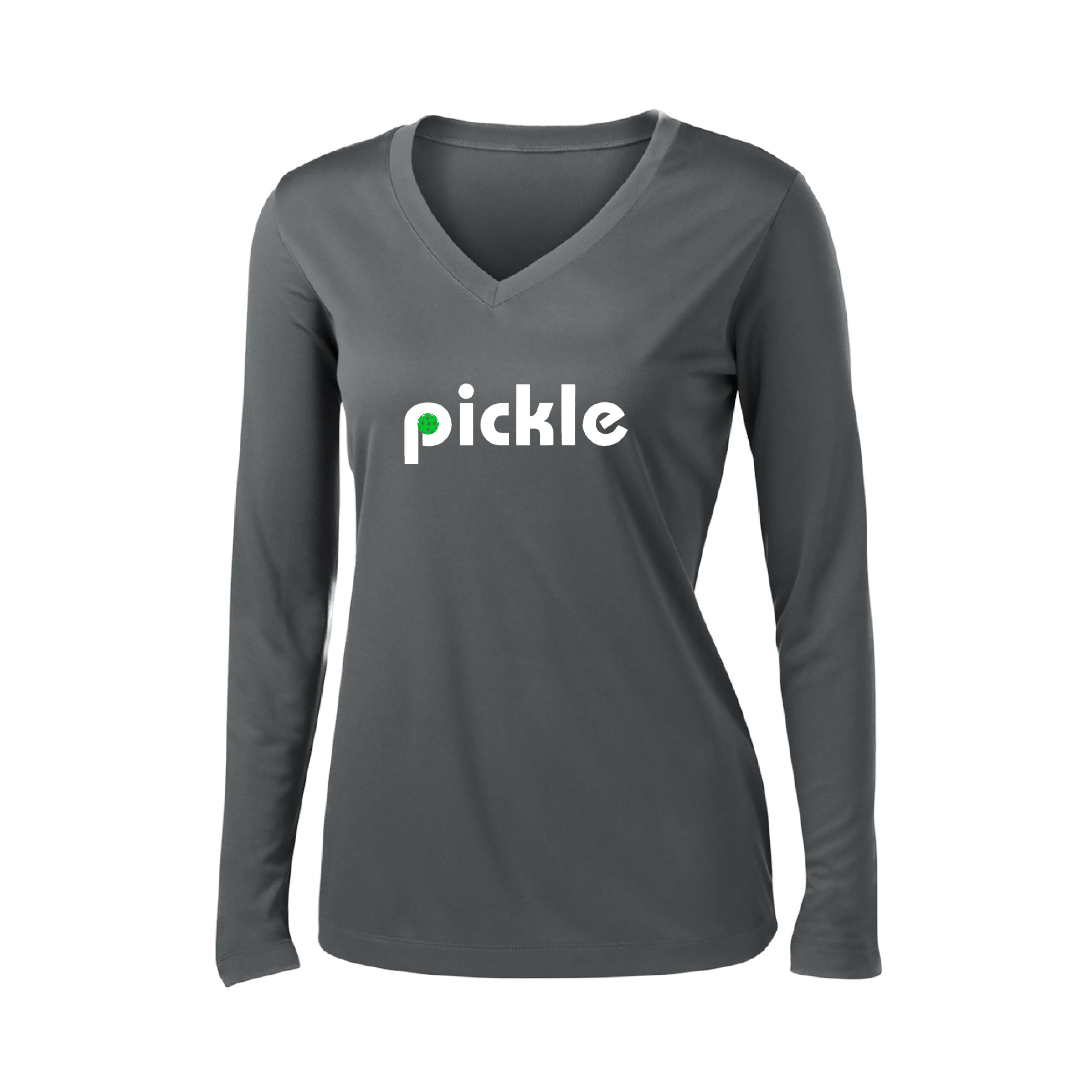 Pickle (Customizable) | Women's Long Sleeve V-Neck Pickleball Shirts | 100% Polyester