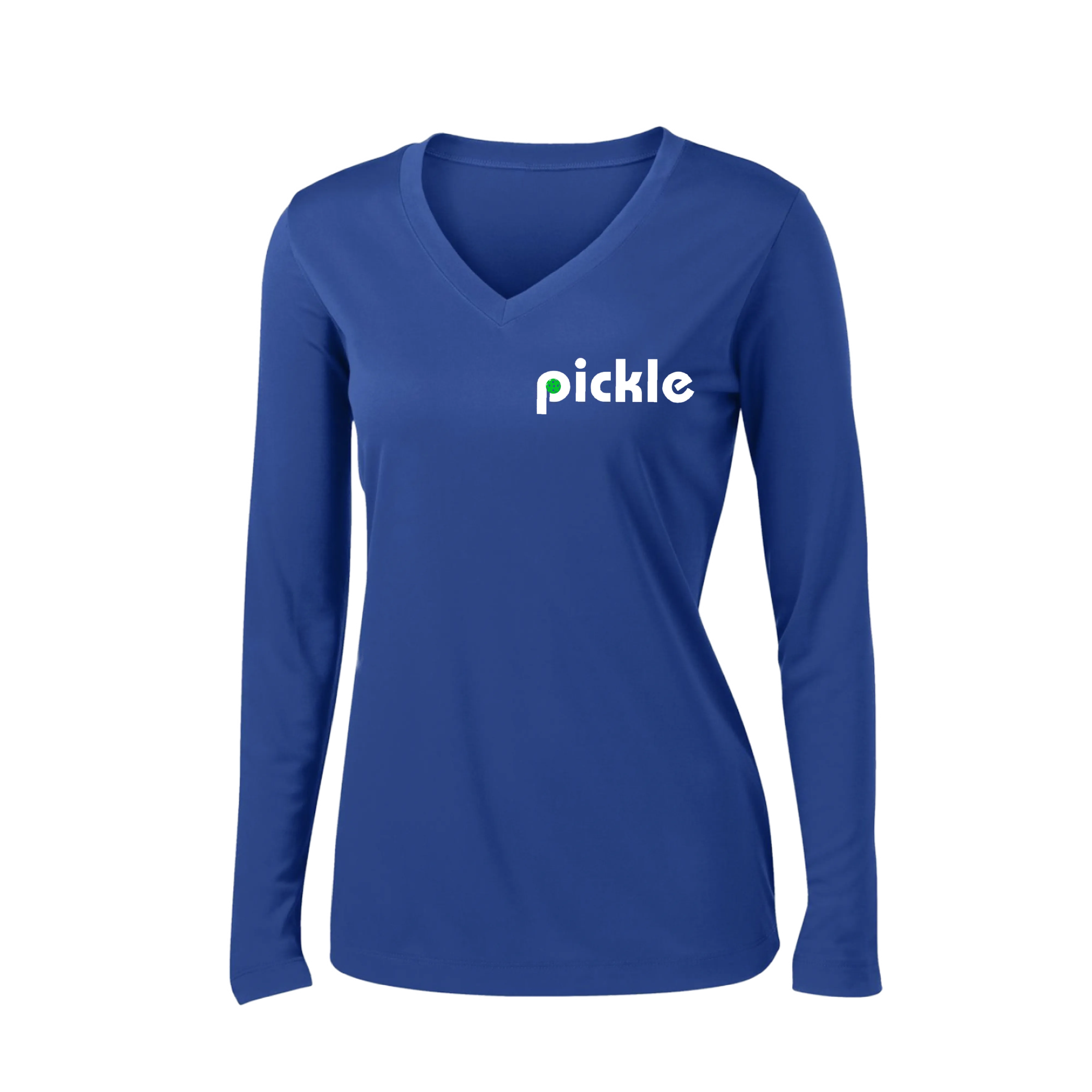 Pickle (Customizable) | Women's Long Sleeve V-Neck Pickleball Shirts | 100% Polyester