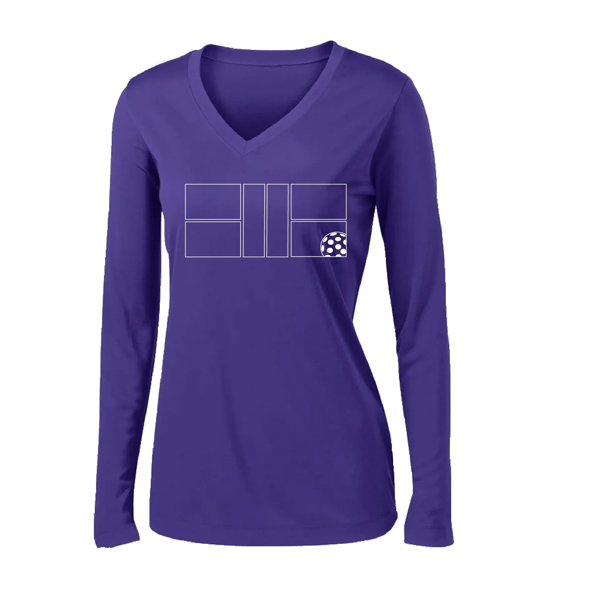 Pickleball Court | Women's Long Sleeve V-Neck Pickleball Shirts | 100% Polyester